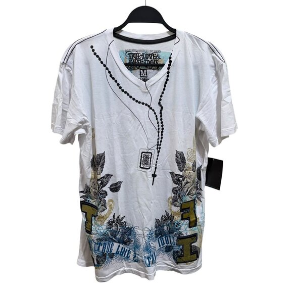 True Love False Idols Adult Size M White Hail Mary Graphic Print T-Shirt NWT - Picture 1 of 5